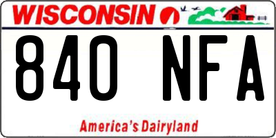 WI license plate 840NFA