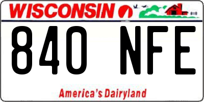 WI license plate 840NFE