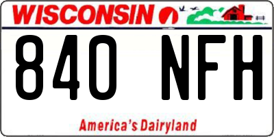 WI license plate 840NFH