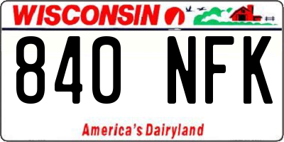 WI license plate 840NFK