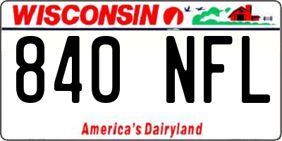 WI license plate 840NFL