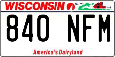 WI license plate 840NFM
