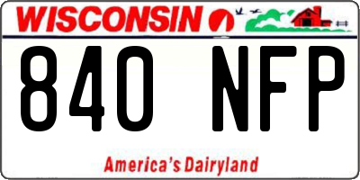 WI license plate 840NFP