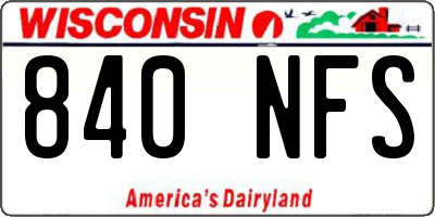WI license plate 840NFS