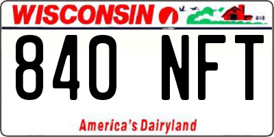 WI license plate 840NFT
