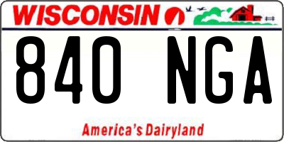 WI license plate 840NGA