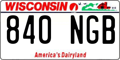 WI license plate 840NGB