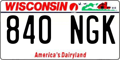 WI license plate 840NGK