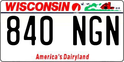 WI license plate 840NGN