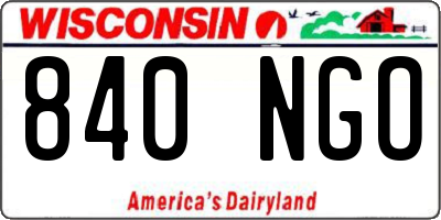 WI license plate 840NGO
