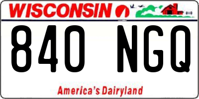 WI license plate 840NGQ
