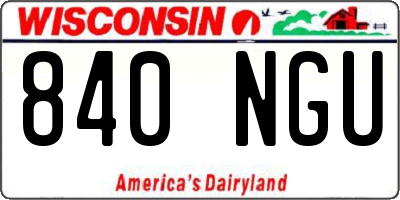 WI license plate 840NGU