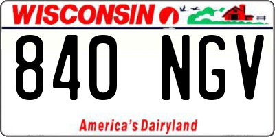 WI license plate 840NGV