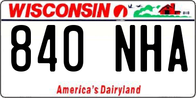 WI license plate 840NHA