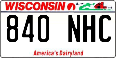 WI license plate 840NHC