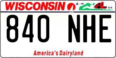 WI license plate 840NHE