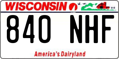 WI license plate 840NHF