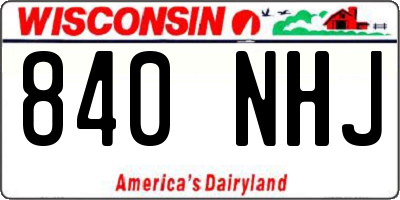 WI license plate 840NHJ