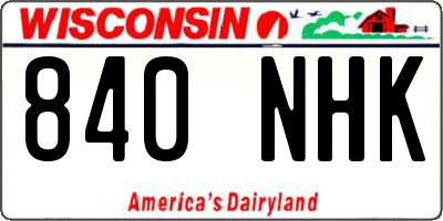 WI license plate 840NHK
