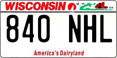 WI license plate 840NHL