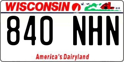 WI license plate 840NHN