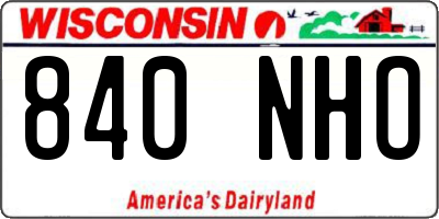 WI license plate 840NHO