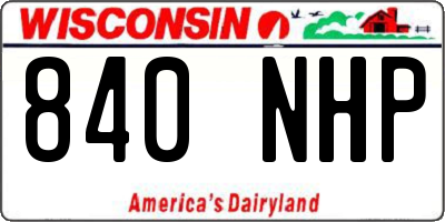 WI license plate 840NHP