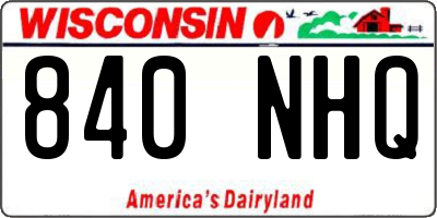 WI license plate 840NHQ