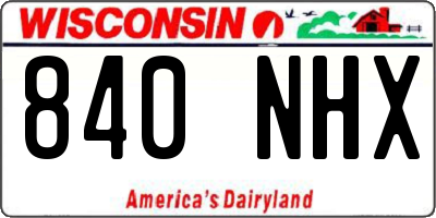 WI license plate 840NHX