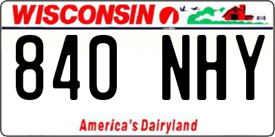 WI license plate 840NHY
