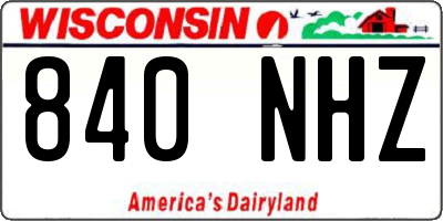 WI license plate 840NHZ