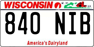 WI license plate 840NIB