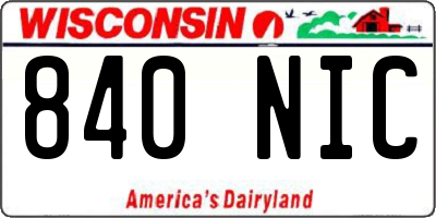 WI license plate 840NIC