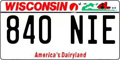WI license plate 840NIE