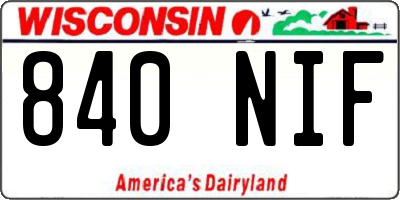 WI license plate 840NIF