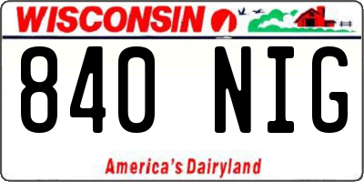 WI license plate 840NIG