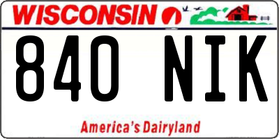 WI license plate 840NIK