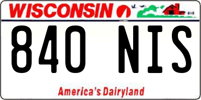 WI license plate 840NIS