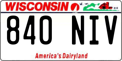 WI license plate 840NIV