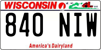 WI license plate 840NIW