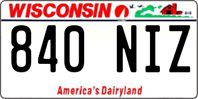 WI license plate 840NIZ