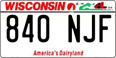 WI license plate 840NJF