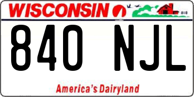 WI license plate 840NJL