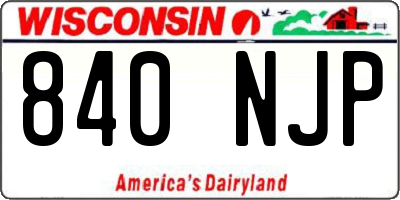 WI license plate 840NJP