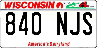 WI license plate 840NJS