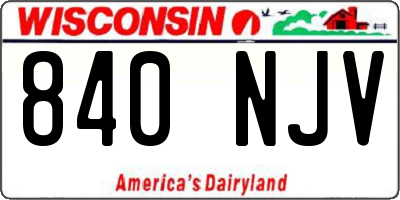 WI license plate 840NJV