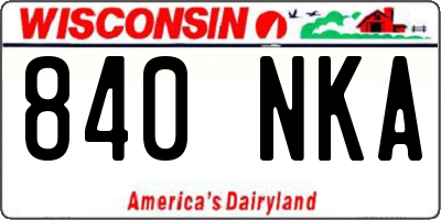 WI license plate 840NKA
