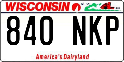 WI license plate 840NKP