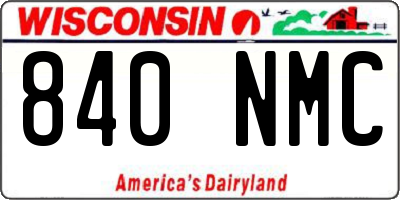 WI license plate 840NMC