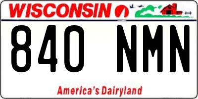 WI license plate 840NMN
